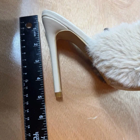 Cape Robbin Beige Faux Fur Slide Heels - Picture 9 of 9